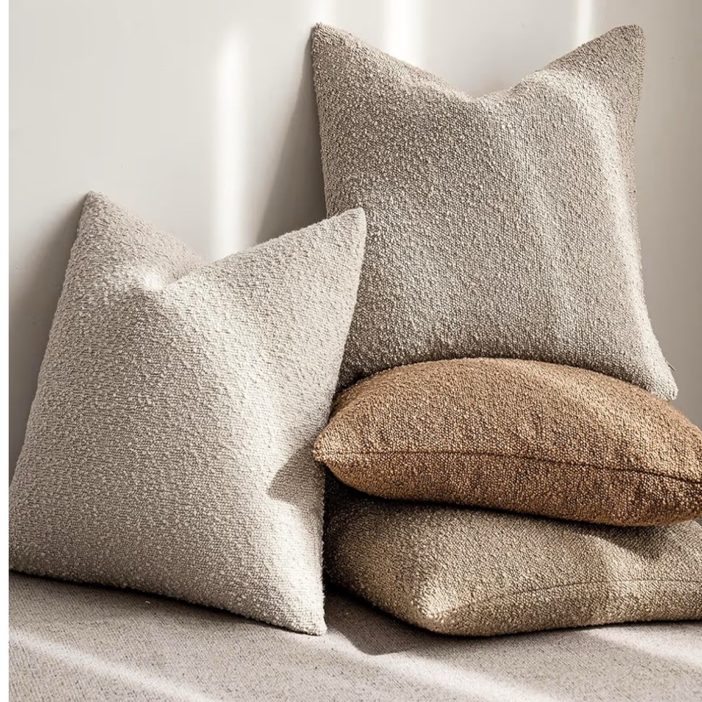 NWOT 2pk Set Decorative Textured Boucle Throw Pillow Covers Accent Solid Oatmeal - Picture 7 of 8